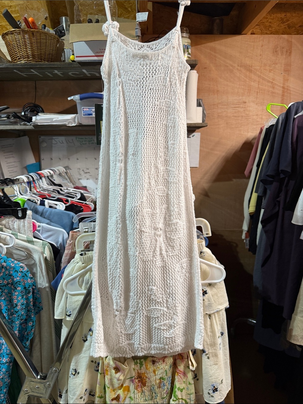 White Crochet Floral Strap Sundress - Picture 3 of 3
